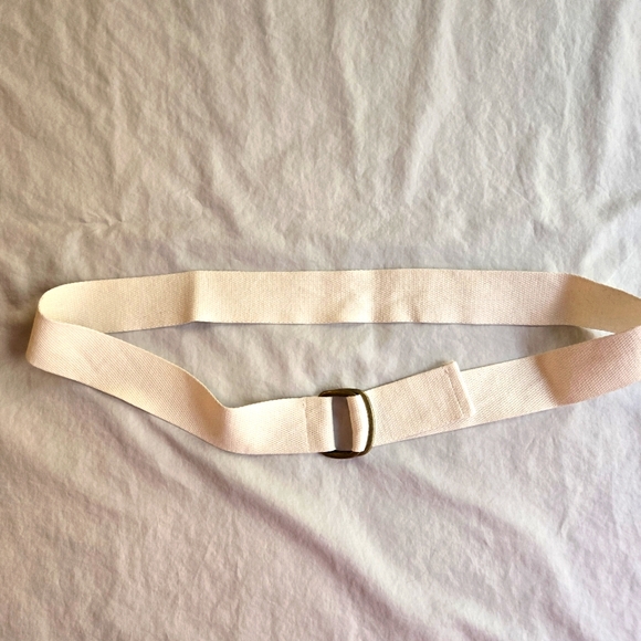 Accessories - Women's XL Adjustable Woven Belt with Metal Ring - Ivory
